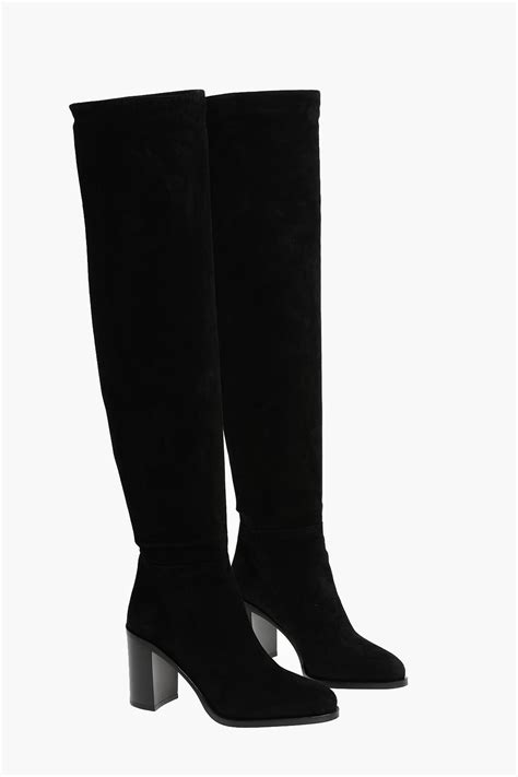 prada over knee suede boots|Prada snakeskin boots.